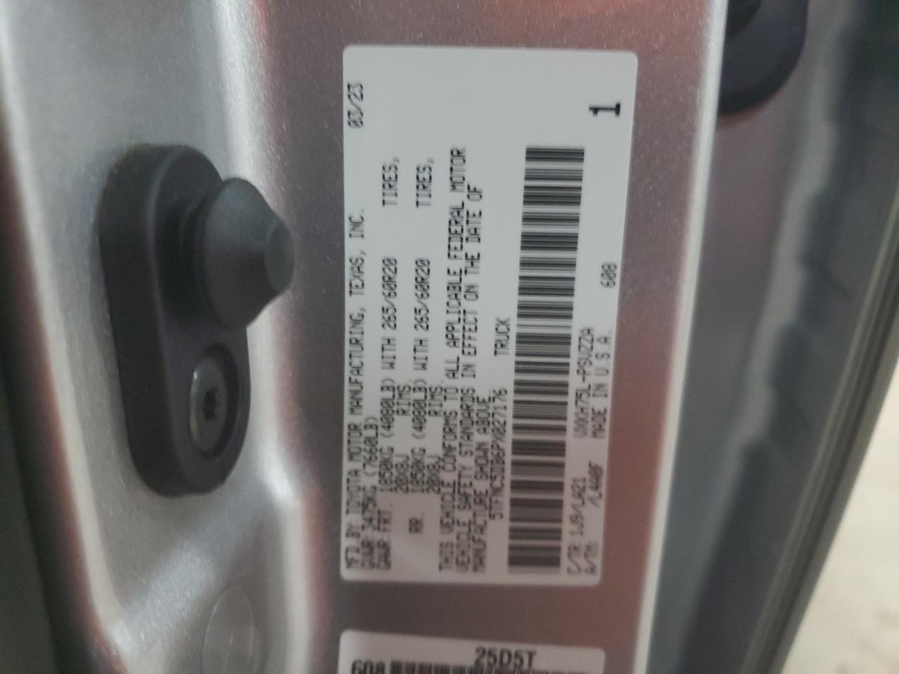 2023 TOYOTA TUNDRA CREWMAX PLATINUM VIN:5TFNC5DB6PX027176