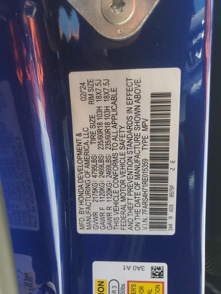 2024 HONDA CR-V EXL VIN:7FARS4H71RE015359