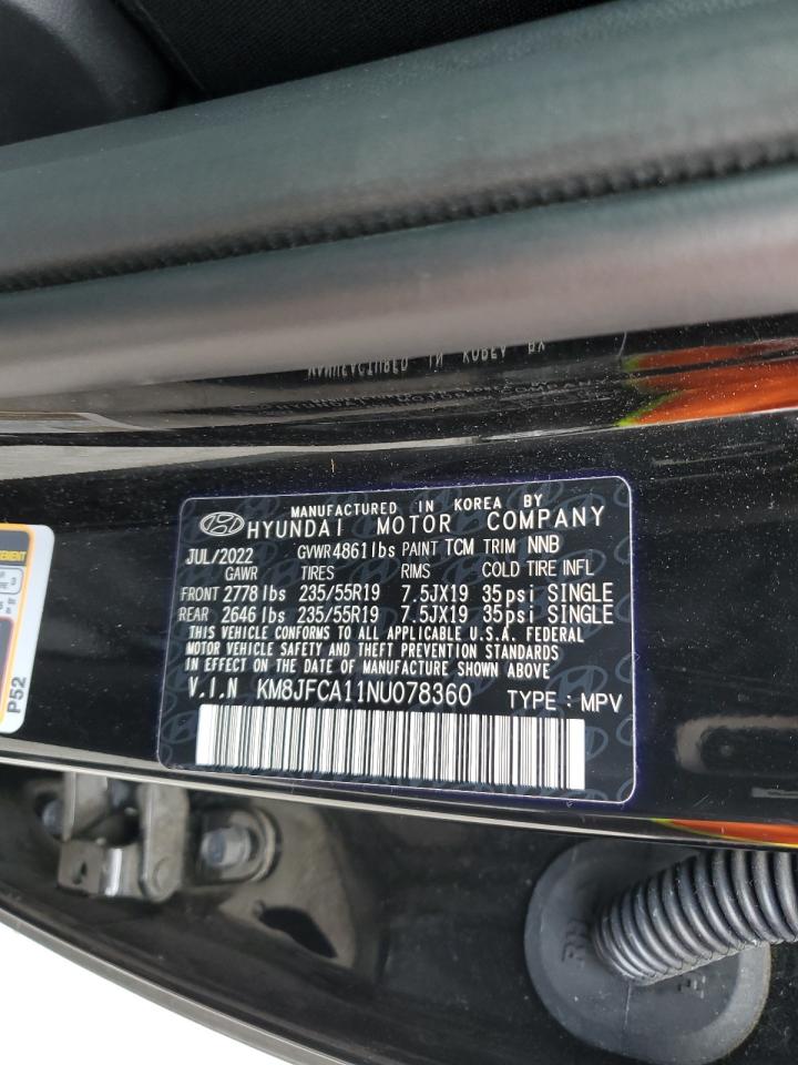 2022 HYUNDAI TUCSON SEL CONVENIENCE VIN:KM8JFCA11NU078360