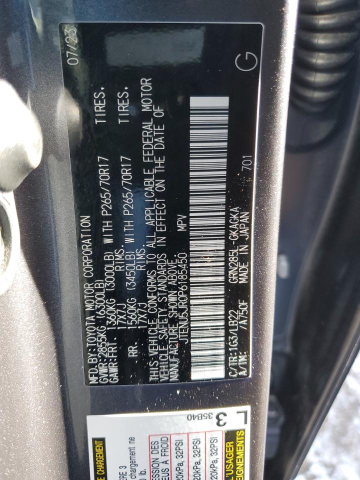 2023 TOYOTA 4RUNNER SE VIN:JTENU5JR0P6185450