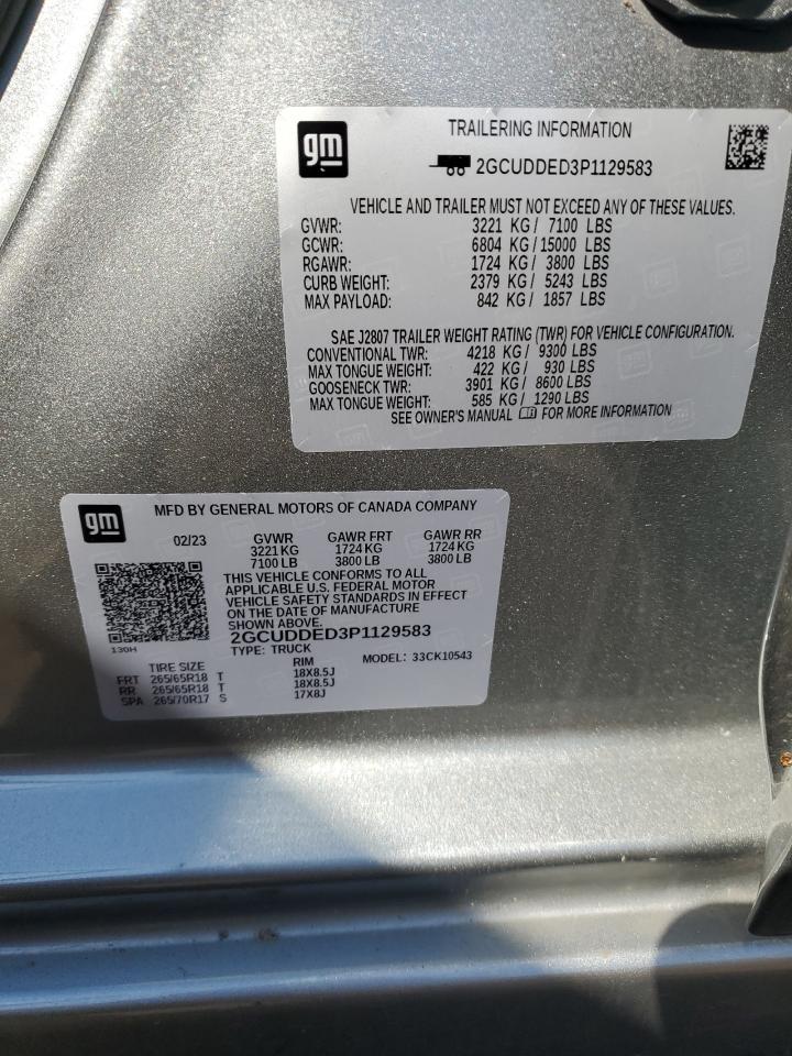 2023 CHEVROLET SILVERADO K1500 LT VIN:2GCUDDED3P1129583