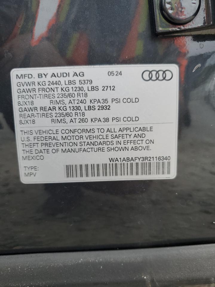 2024 AUDI Q5 PREMIUM 40 VIN:WA1ABAFY3R2116340