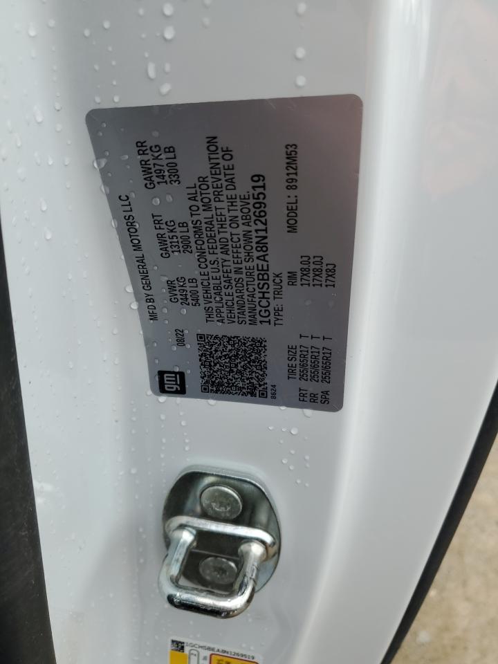 2022 CHEVROLET COLORADO VIN:1GCHSBEA8N1269519