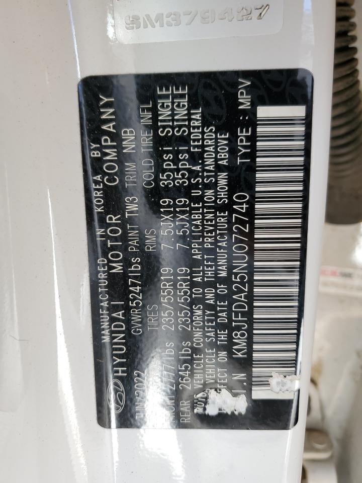 2022 HYUNDAI TUCSON LIMITED VIN:KM8JFDA25NU072740
