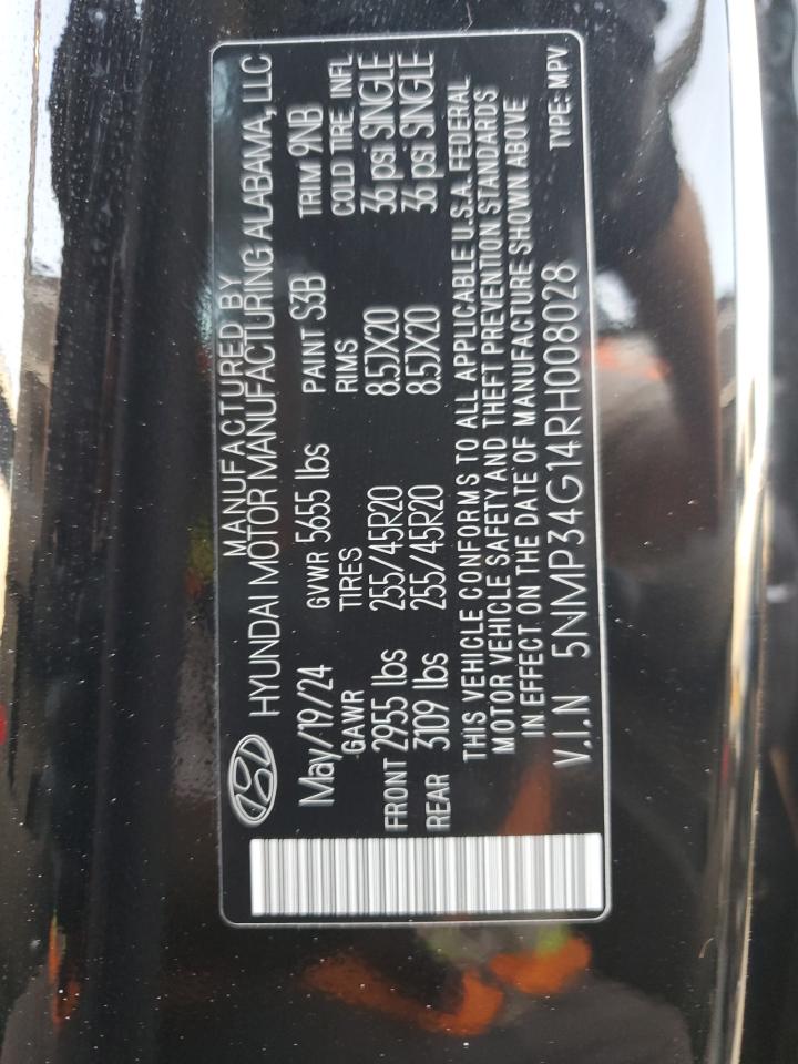 2024 HYUNDAI SANTA FE LIMITED VIN:5NMP34G14RH008028