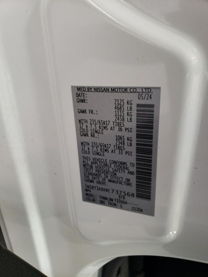2024 NISSAN ROGUE S VIN:5N1BT3ABXRC737568
