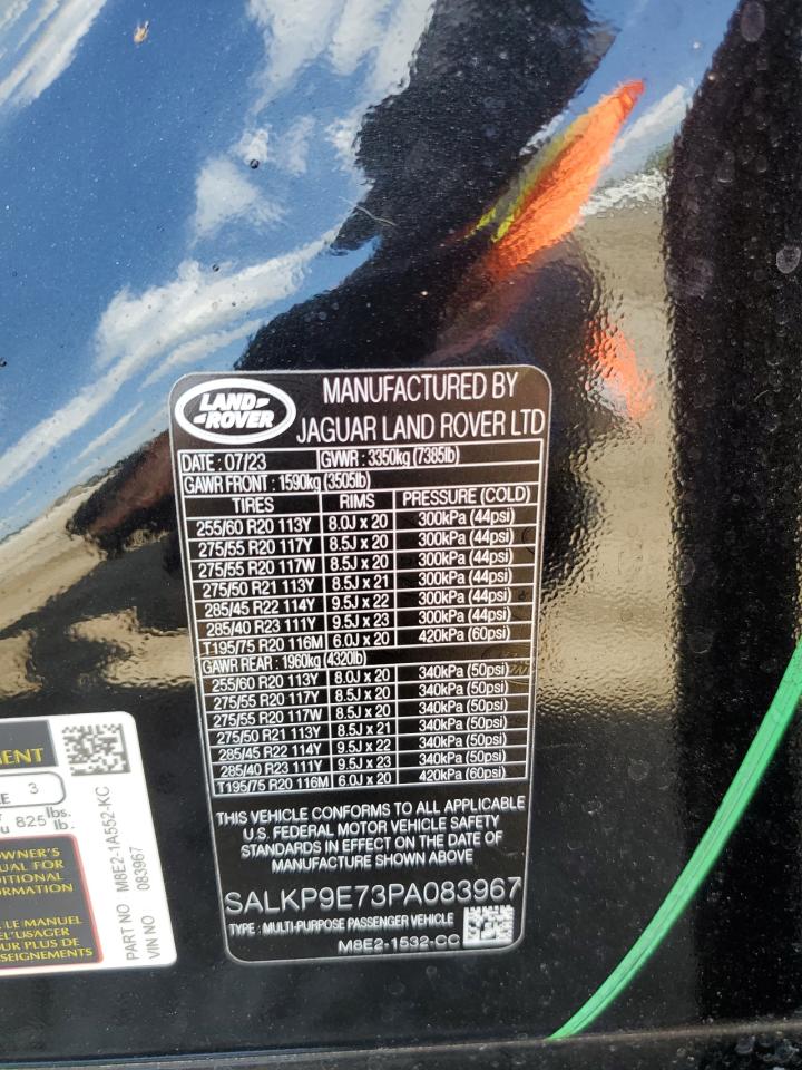 2023 LAND ROVER RANGE ROVER SE VIN:SALKP9E73PA083967
