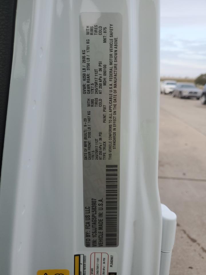 2023 JEEP GLADIATOR SPORT VIN:1C6JJTAG5PL583907