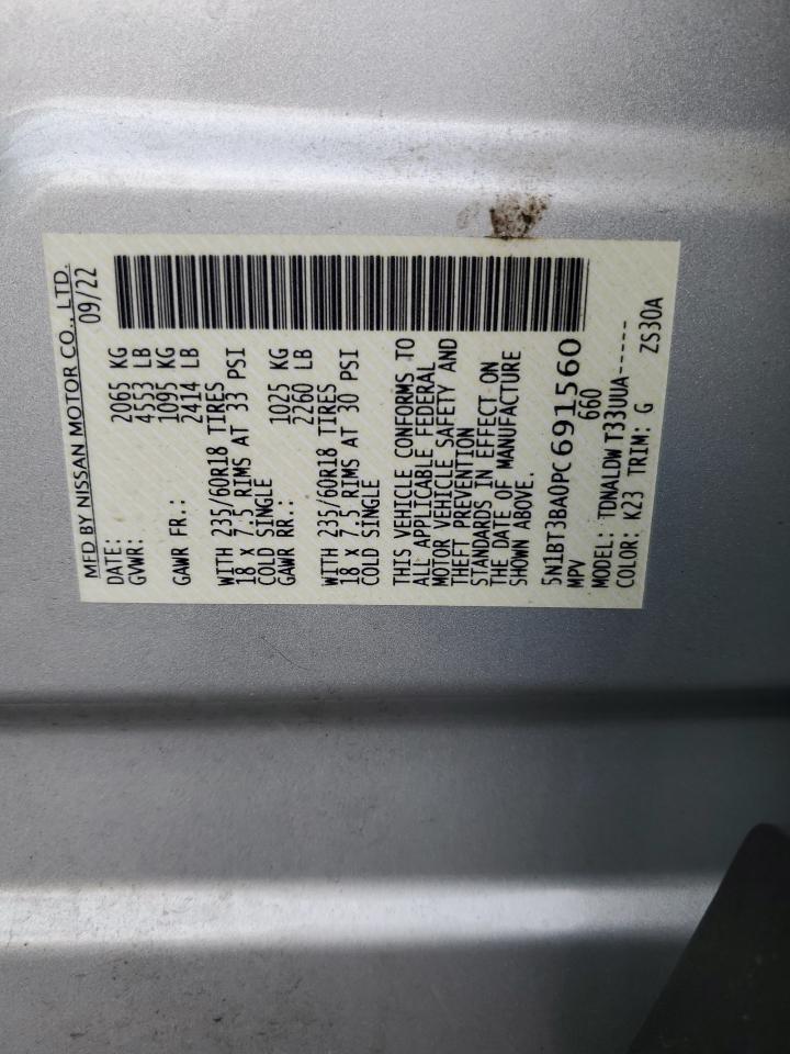 2023 NISSAN ROGUE SV VIN:5N1BT3BA0PC691560