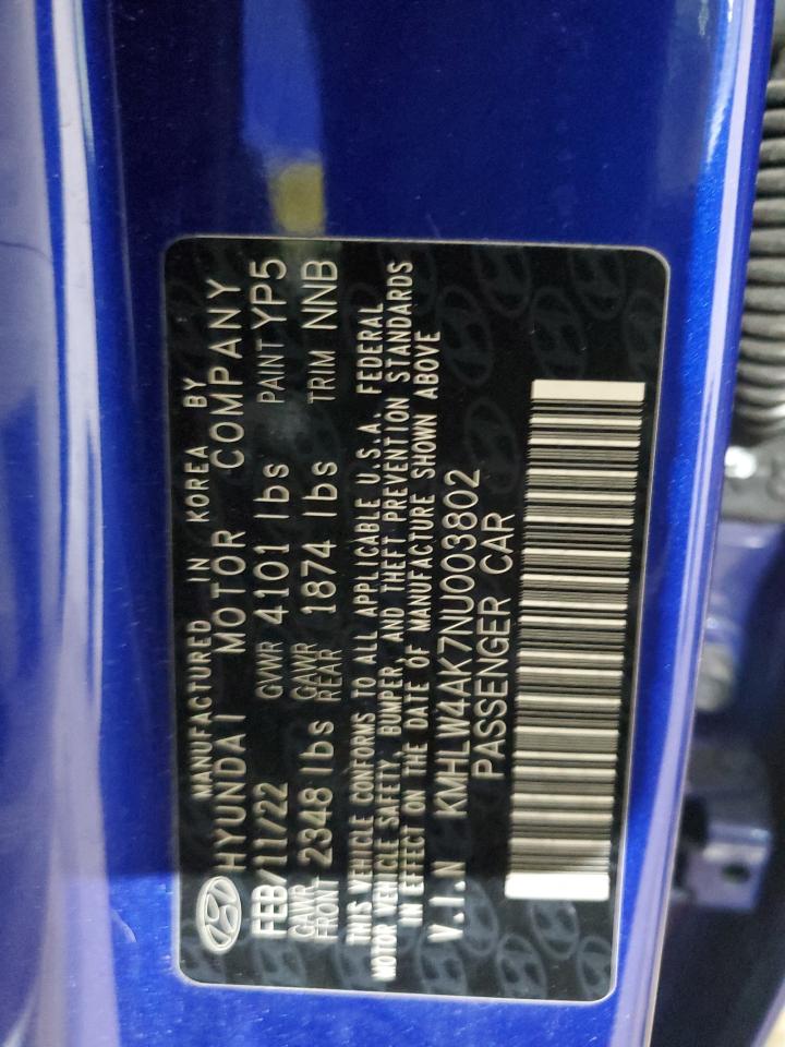 2022 HYUNDAI ELANTRA N VIN:KMHLW4AK7NU003802