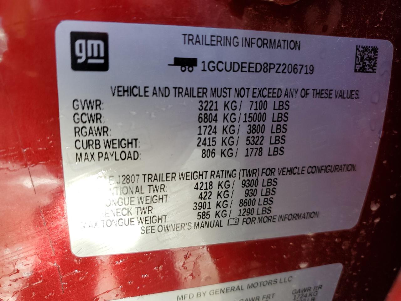 2023 CHEVROLET SILVERADO K1500 RST VIN:1GCUDEED8PZ206719