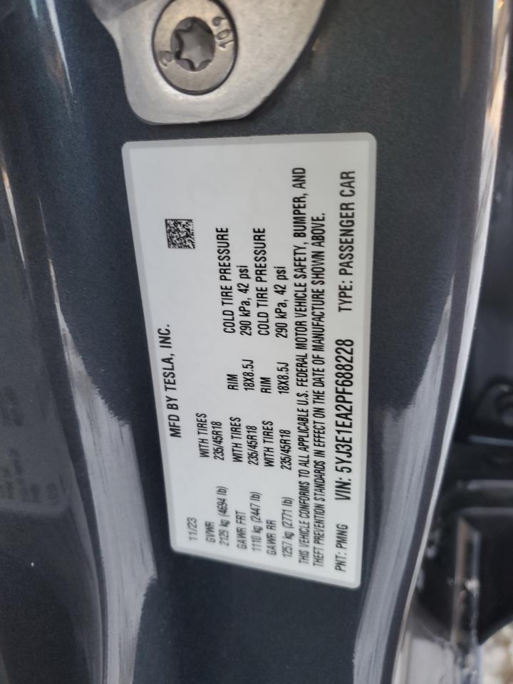 2023 TESLA MODEL 3 VIN:5YJ3E1EA2PF688228