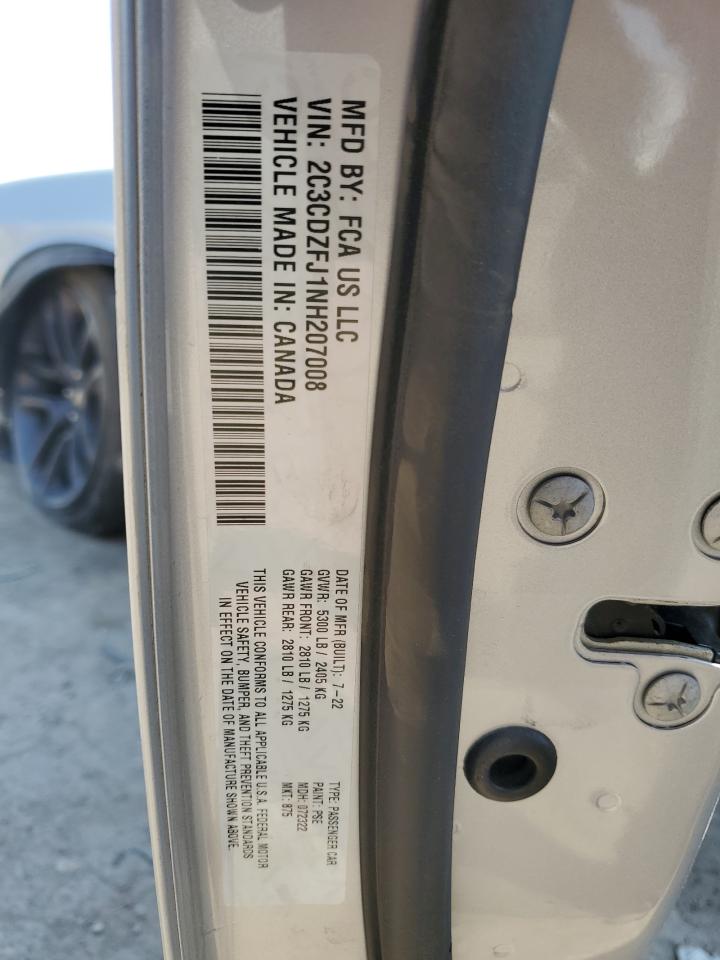 2022 DODGE CHALLENGER R/T SCAT PACK VIN:2C3CDZFJ1NH207008