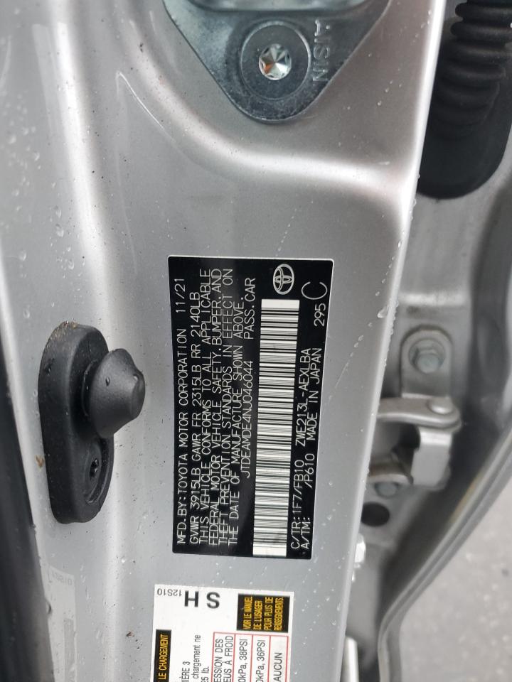 2022 TOYOTA COROLLA LE VIN:JTDEAMDE4NJ046044