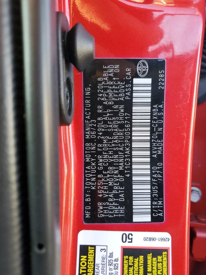 2023 TOYOTA CAMRY LE VIN:4T1C31AK3PU056717