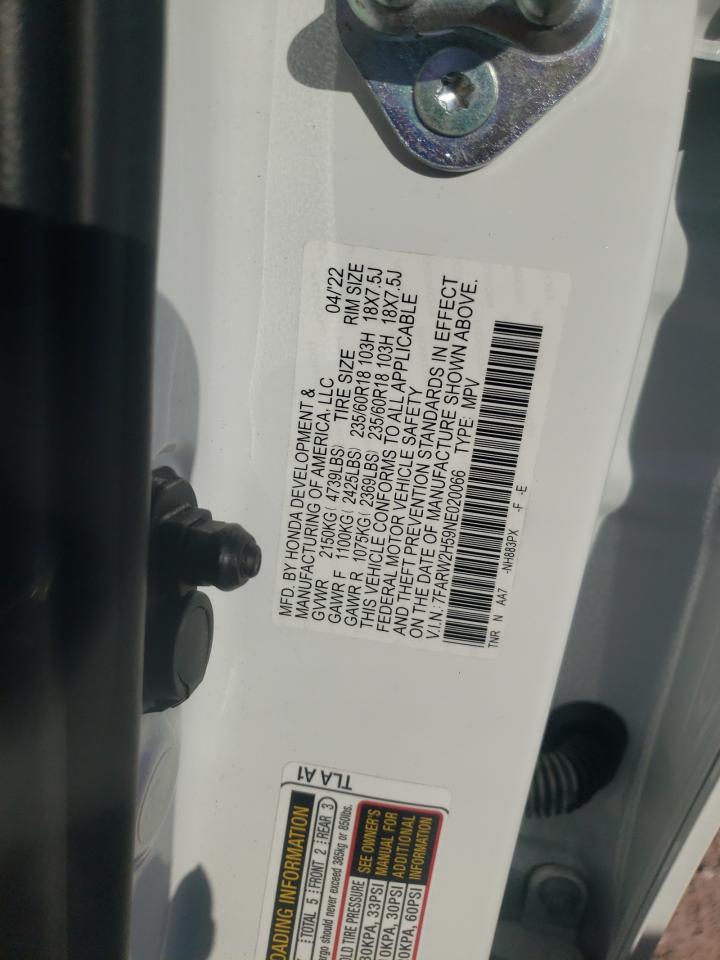 2022 HONDA CR-V EX VIN:7FARW2H59NE020066