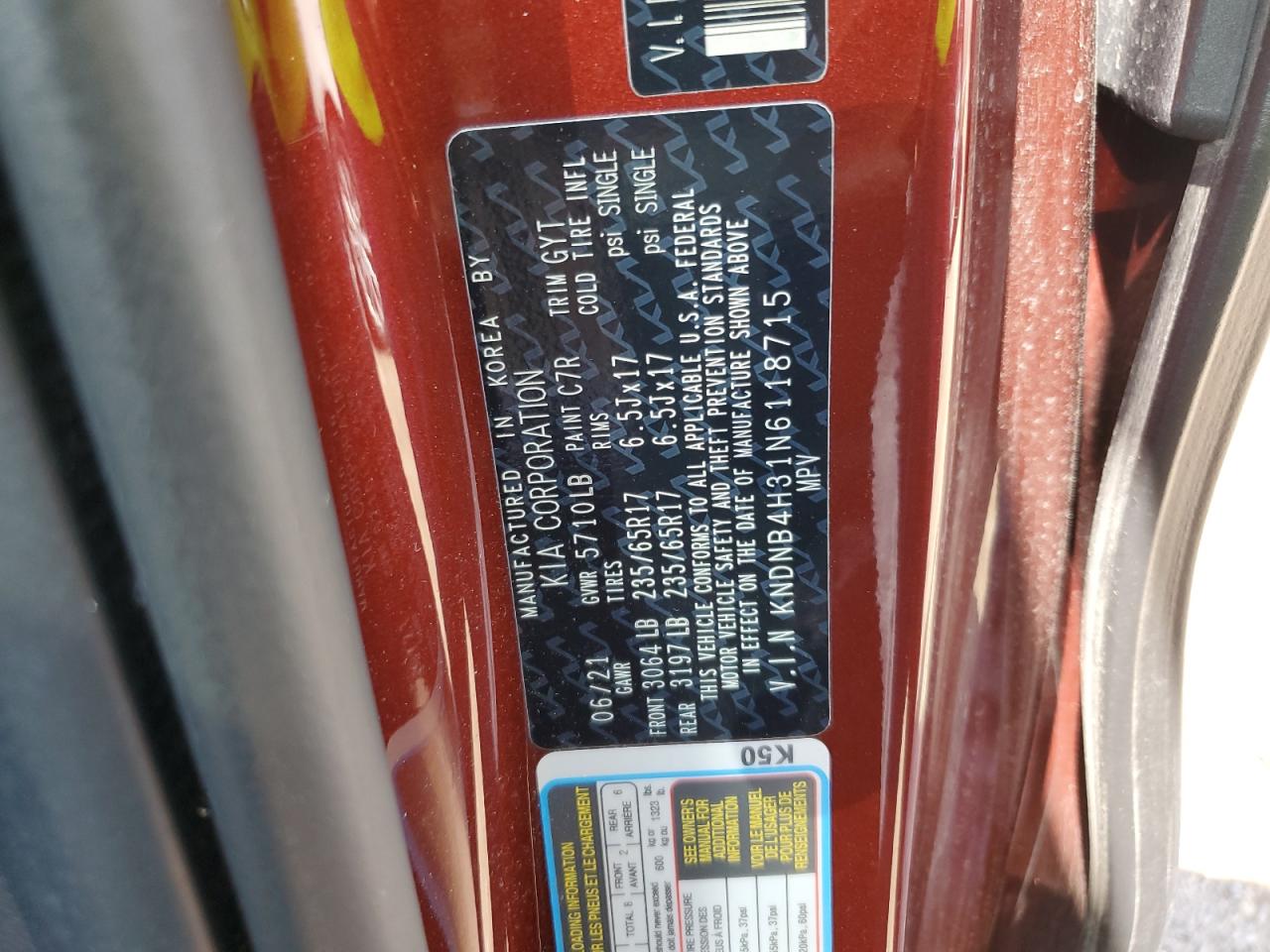 2022 KIA CARNIVAL LX VIN:KNDNB4H31N6118715