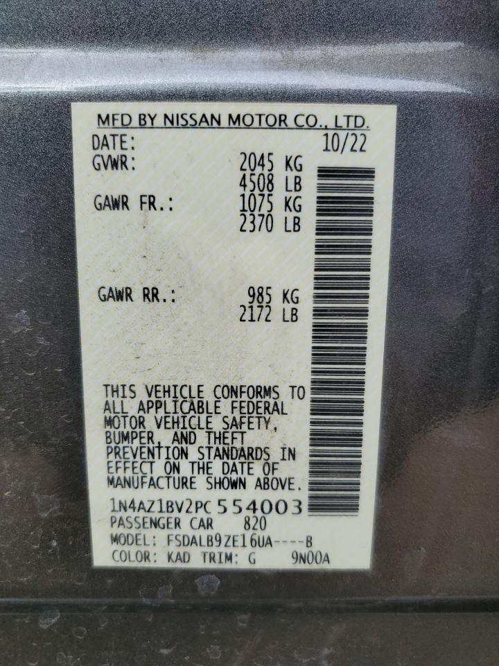 2023 NISSAN LEAF S VIN:1N4AZ1BV2PC554003