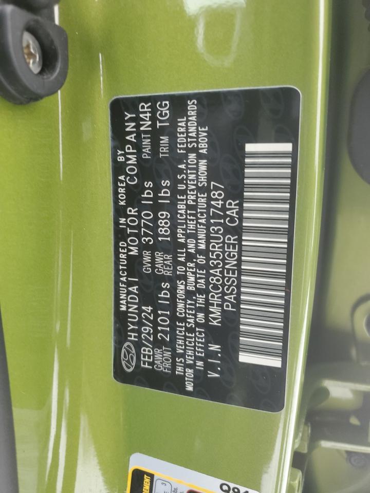2024 HYUNDAI VENUE SEL VIN:KMHRC8A35RU317487