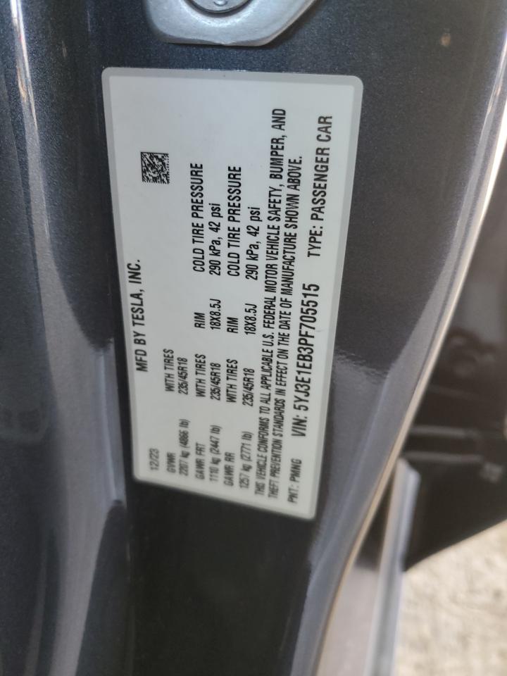 2023 TESLA MODEL 3 VIN:5YJ3E1EB3PF705515