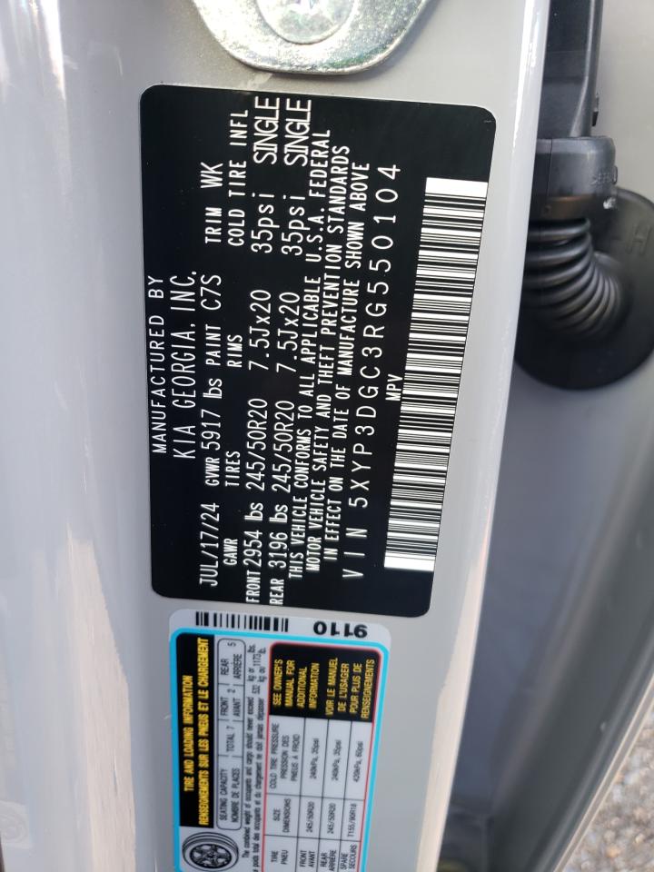 2024 KIA TELLURIDE EX VIN:5XYP3DGC3RG550104