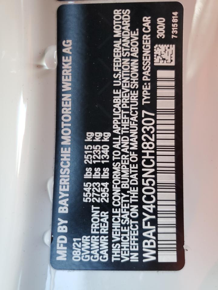 2022 BMW M850XI VIN:WP0AA2A8XNS255297