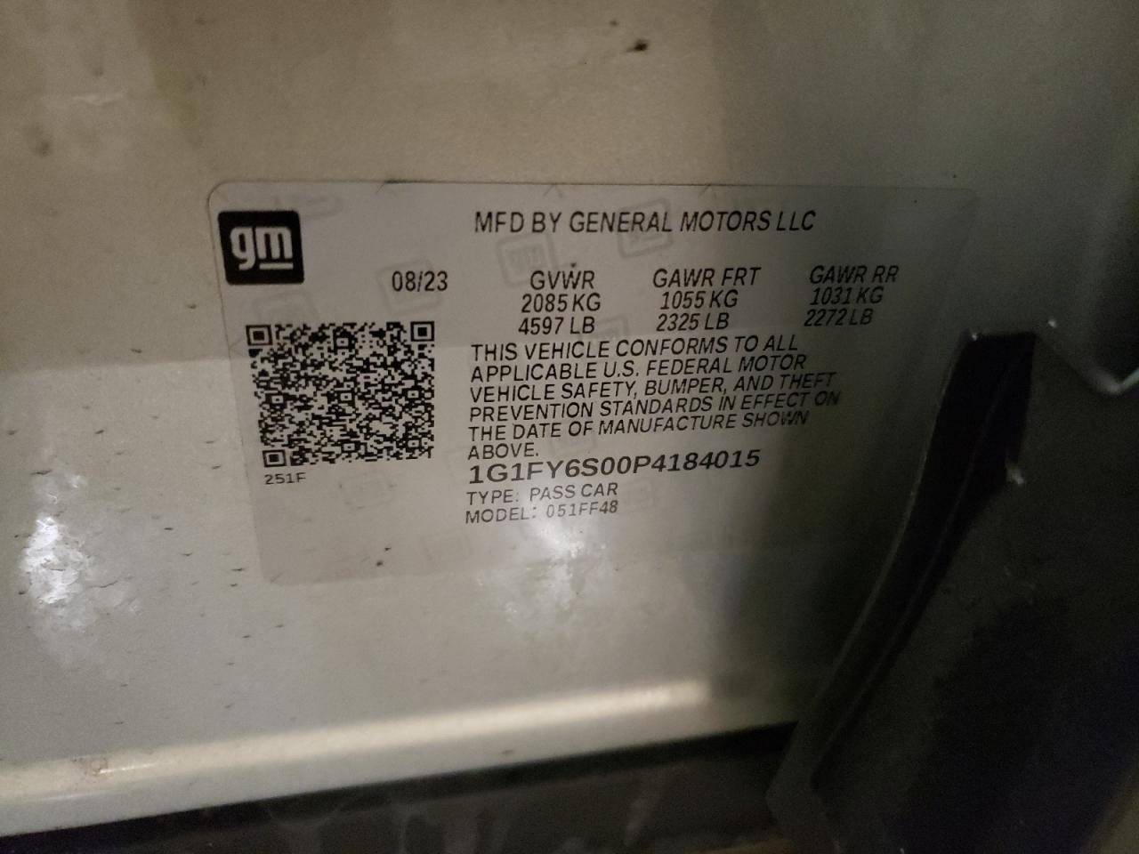 2023 CHEVROLET BOLT EUV LT VIN:1G1FY6S00P4184015