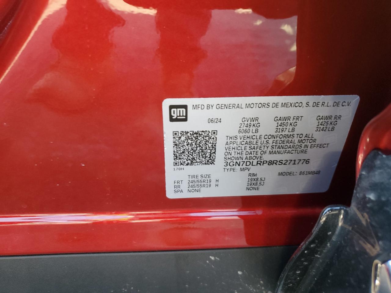 2024 CHEVROLET EQUINOX 2LT VIN:3GN7DLRP8RS271776