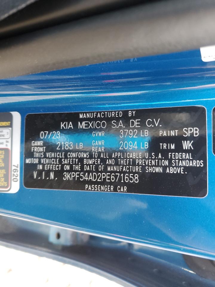 2023 KIA FORTE GT LINE VIN:3KPF54AD2PE671658