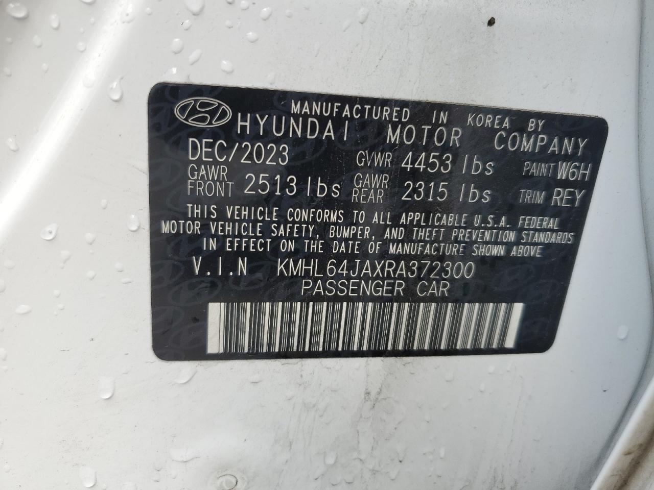 2024 HYUNDAI SONATA SEL VIN:KMHL64JAXRA372300