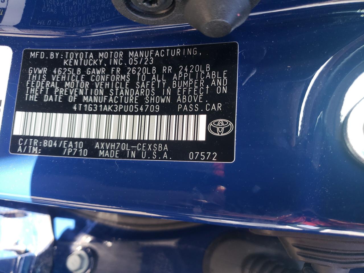 2023 TOYOTA CAMRY SE NIGHT SHADE VIN:4T1G31AK3PU054709