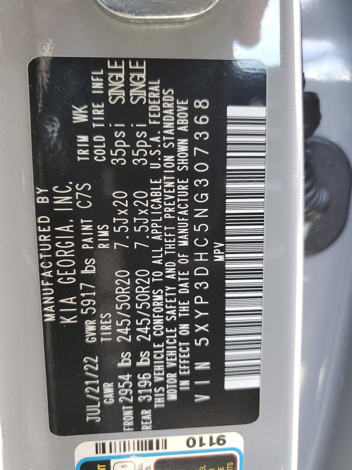 2022 KIA TELLURIDE EX VIN:5XYP3DHC5NG307368