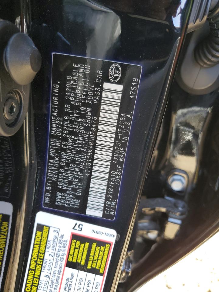 2023 TOYOTA CAMRY SE NIGHT SHADE VIN:4T1G11BK4PU079476