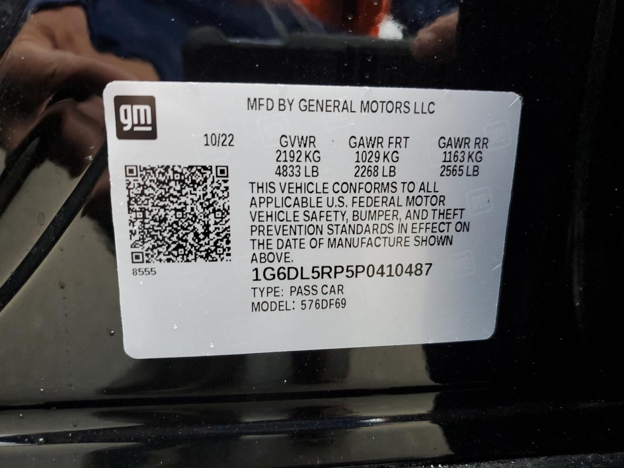 2023 CADILLAC CT4-V BLACKWING VIN:1G6DL5RP5P0410487