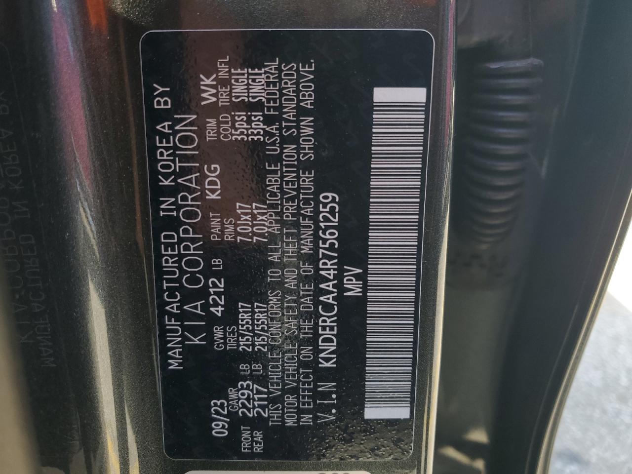 2024 KIA SELTOS EX VIN:KNDERCAA4R7561259