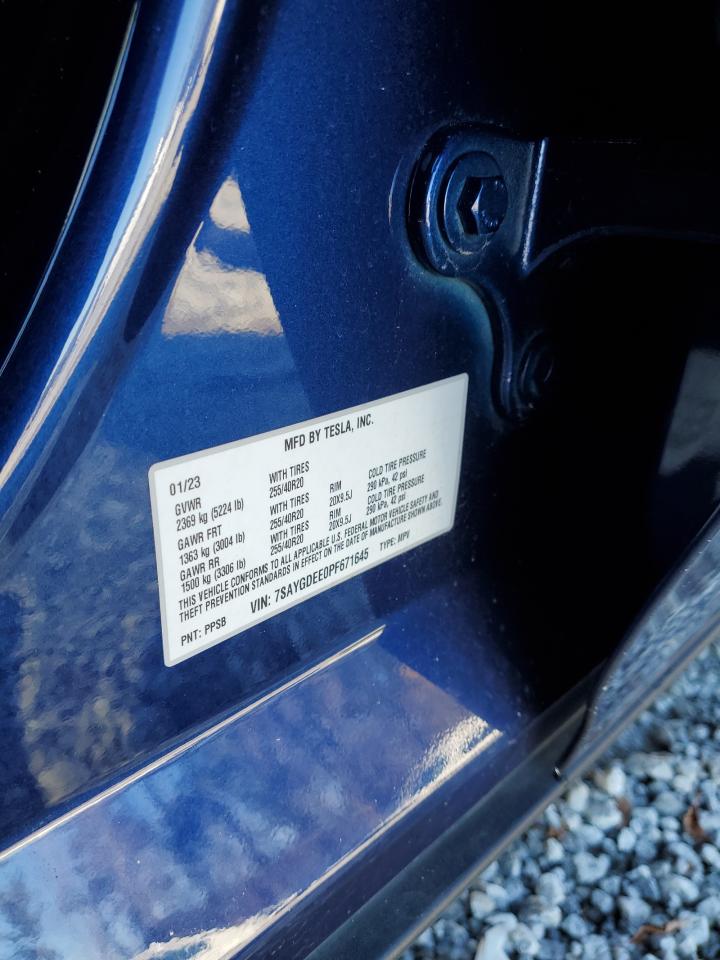 2023 TESLA MODEL Y VIN:7SAYGDEE0PF671645
