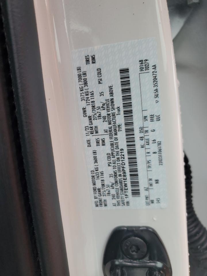 2023 FORD F150 SUPERCREW VIN:1FTEW1E89PFD12219