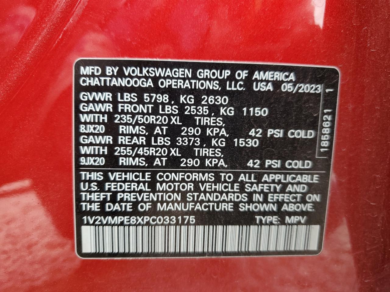 2023 VOLKSWAGEN ID.4 PRO S VIN:1V2VMPE8XPC033175