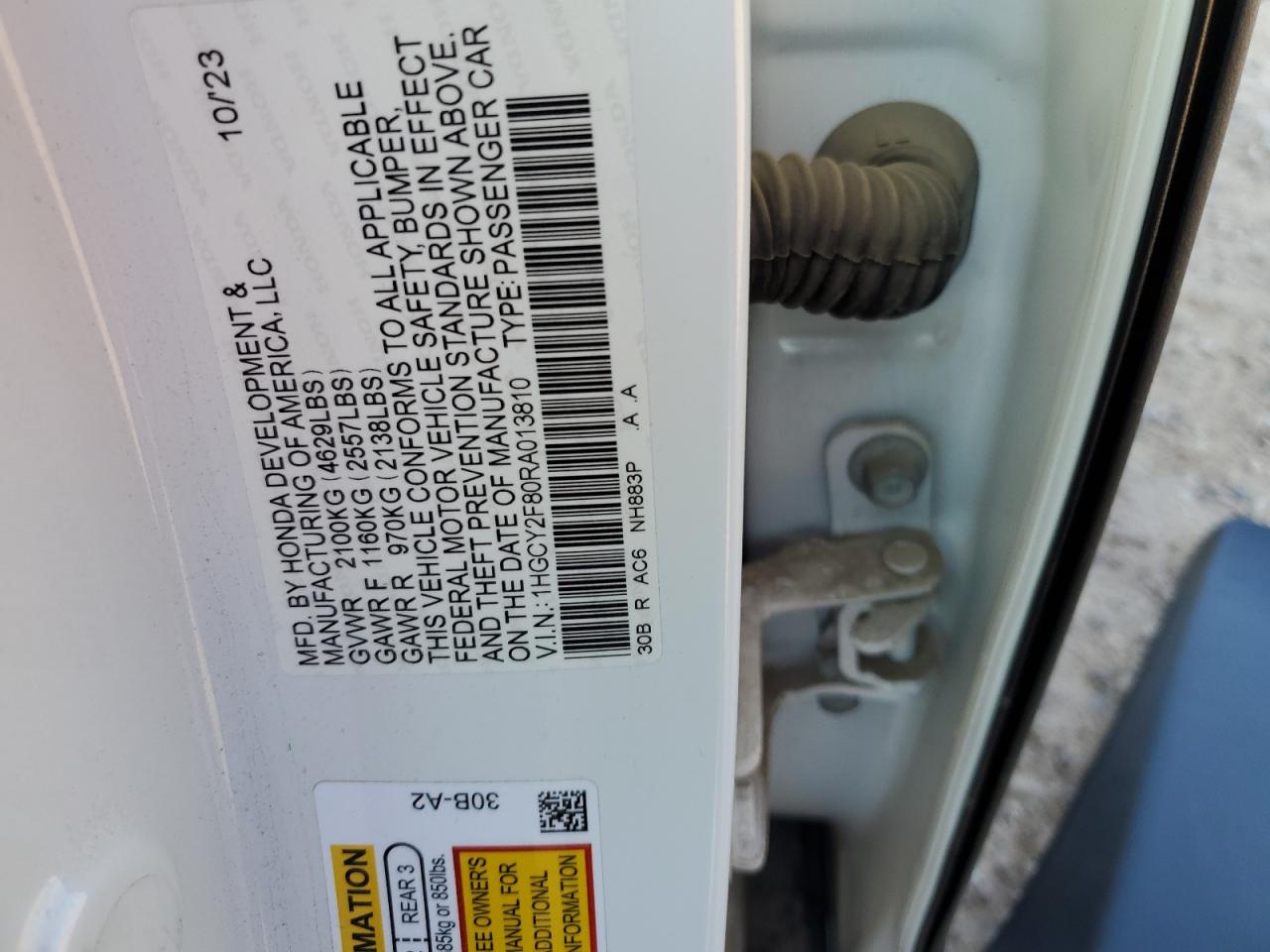 2024 HONDA ACCORD TOURING HYBRID VIN:1HGCY2F80RA013810