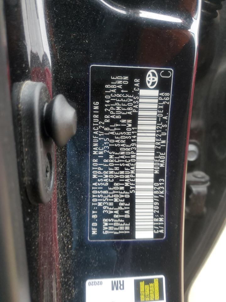 2022 TOYOTA COROLLA LE VIN:5YFEPMAE0NP391411