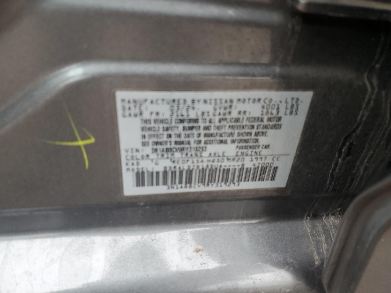 2024 NISSAN SENTRA SV VIN:3N1AB8CV9RY319293