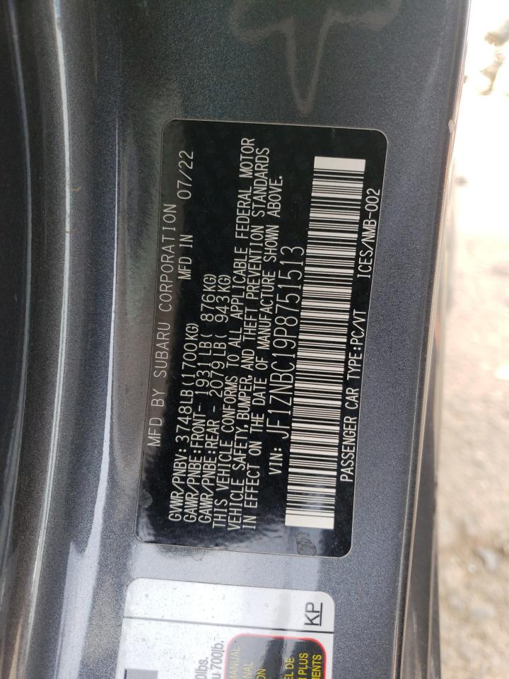 2023 TOYOTA GR 86 VIN:JF1ZNBC19P8751513