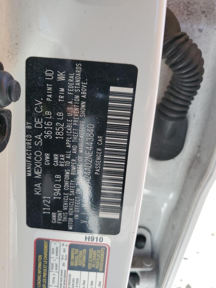 2022 KIA RIO LX VIN:3KPA24AD2NE443840
