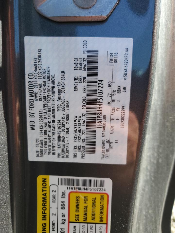 2023 FORD MUSTANG VIN:1FATP8UH4P5107224