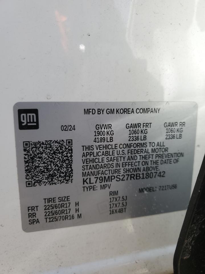 2024 CHEVROLET TRAILBLAZER LT VIN:KL79MPS27RB180742