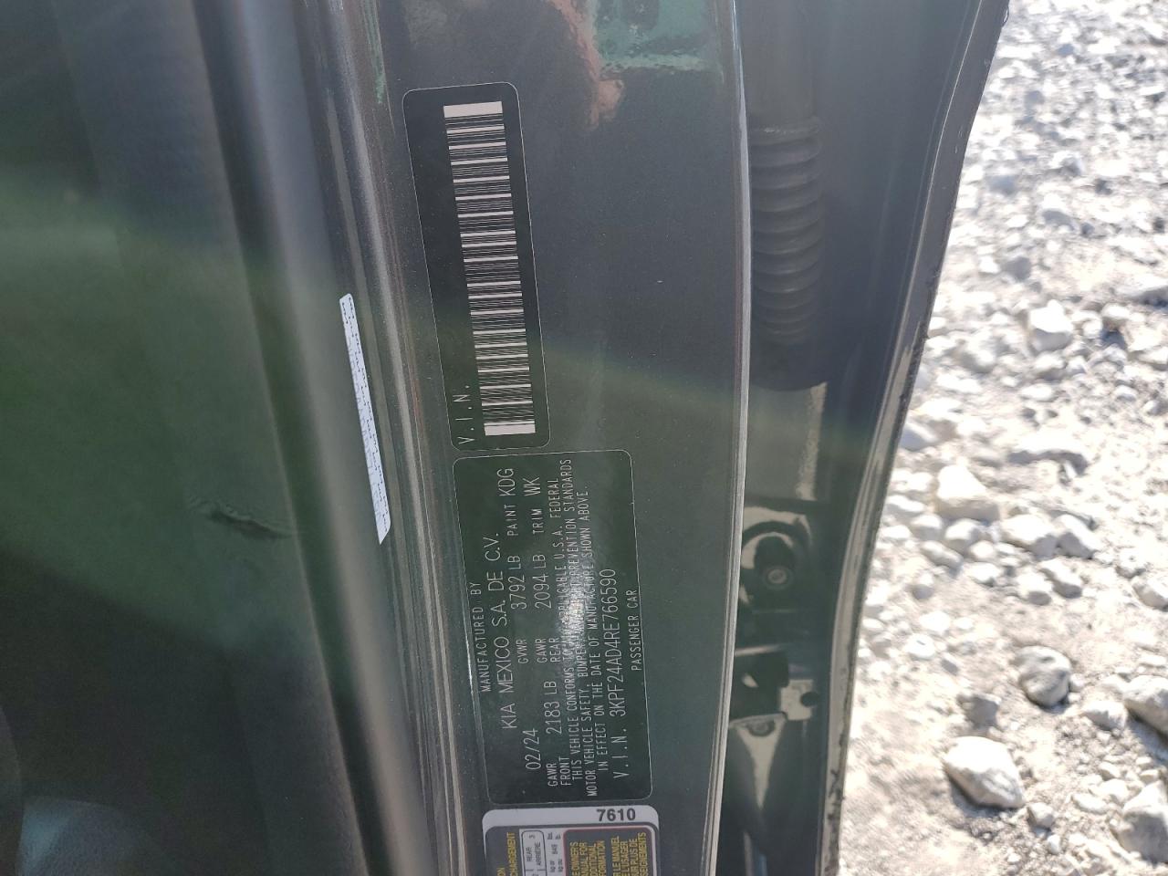 2024 KIA FORTE LX VIN:3KPF24AD4RE766590