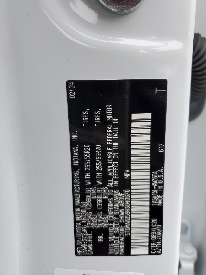 2024 TOYOTA GRAND HIGHLANDER XLE VIN:5TDAAAB59RS040670