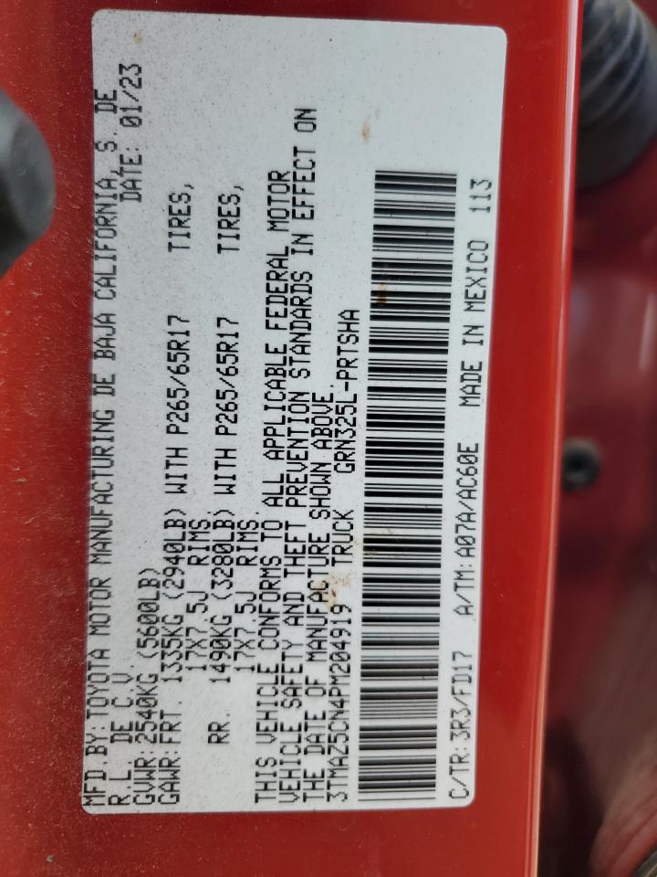 2023 TOYOTA TACOMA DOUBLE CAB VIN:3TMAZ5CN4PM204919