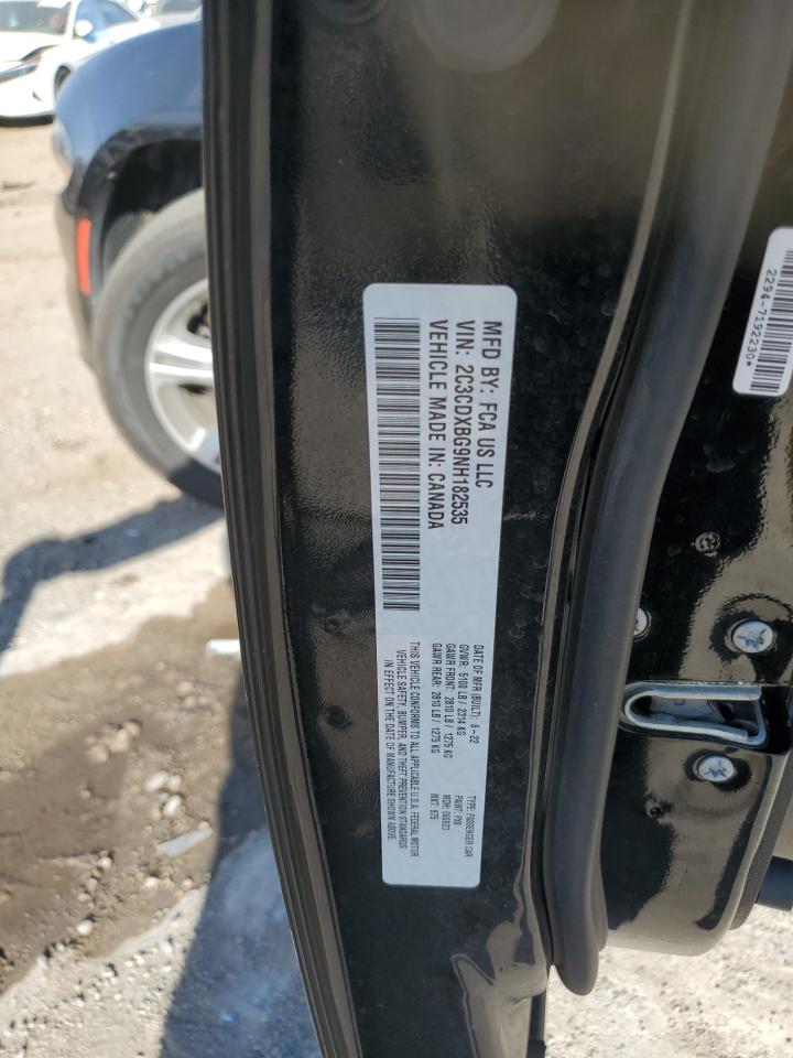 2022 DODGE CHARGER SXT VIN:2C3CDXBG9NH182535