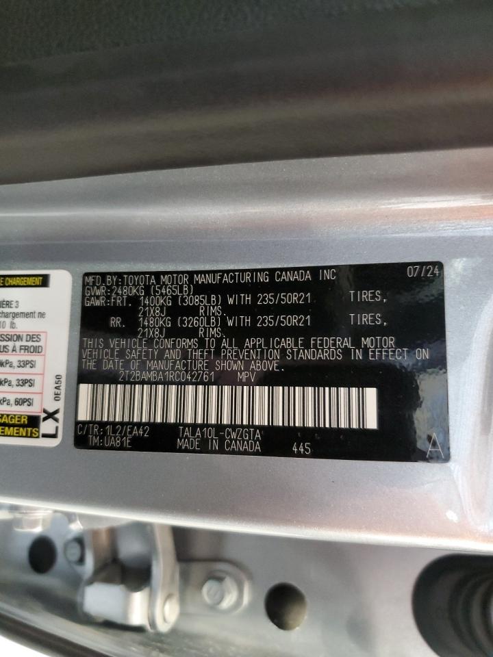 2024 LEXUS RX 350 BASE VIN:2T2BAMBA1RC042761